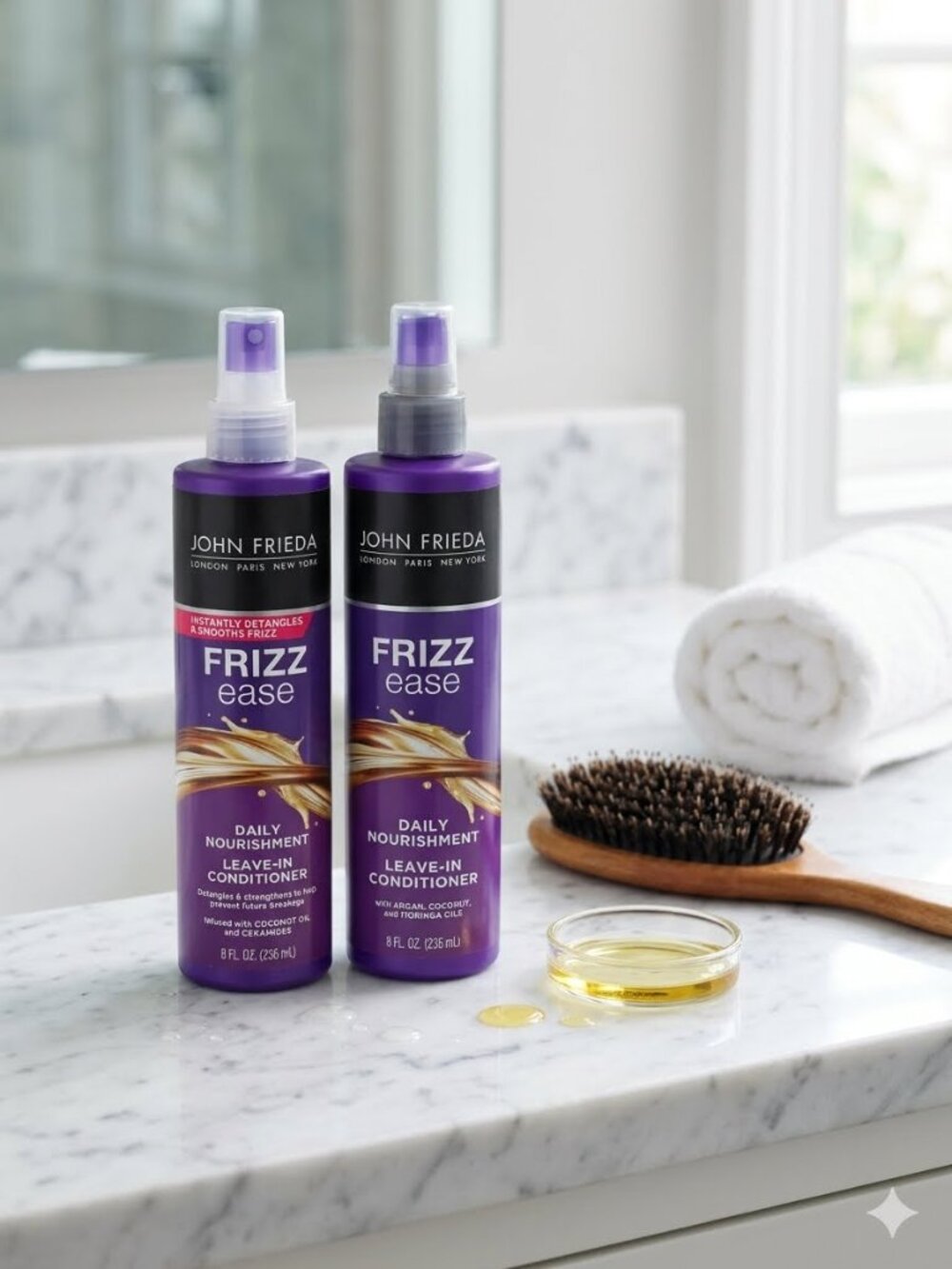 2 John Frieda Frizz Ease Daily Nourishment Leave-In Conditioning Spray 8 oz
